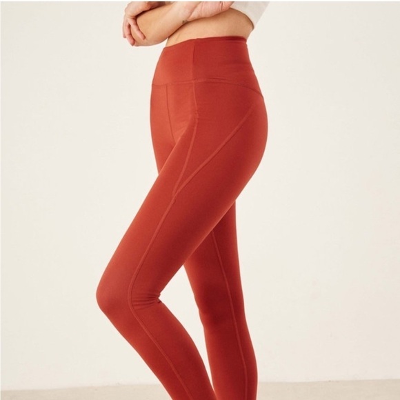 girlfriend collective Pants - Girlfriend Collective Red Ochre High Rise 3/4 Leggings